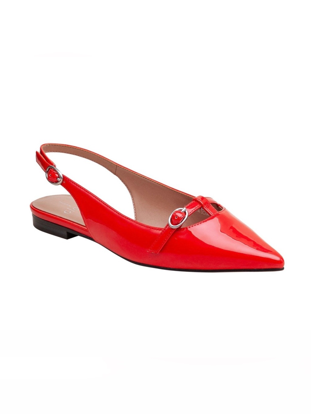 Linea Paolo Celianx Red Patent T-Strap Pointed Toe Slingback Flats Size 8 NIB